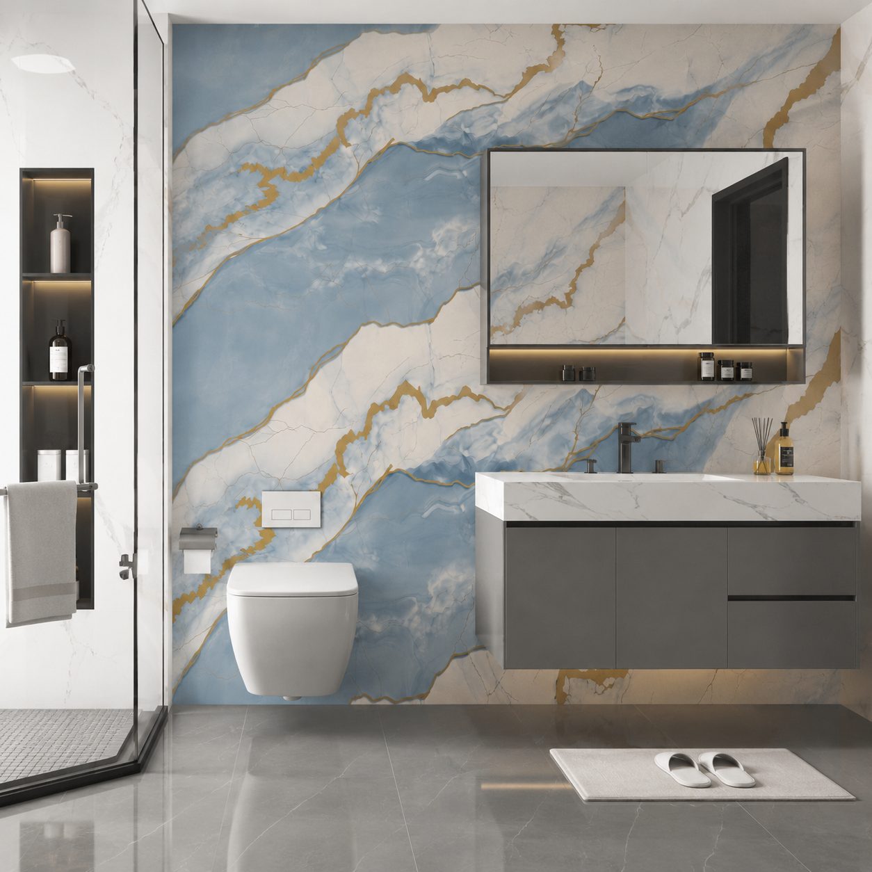 Azure Onyx · Powder-room design visualization