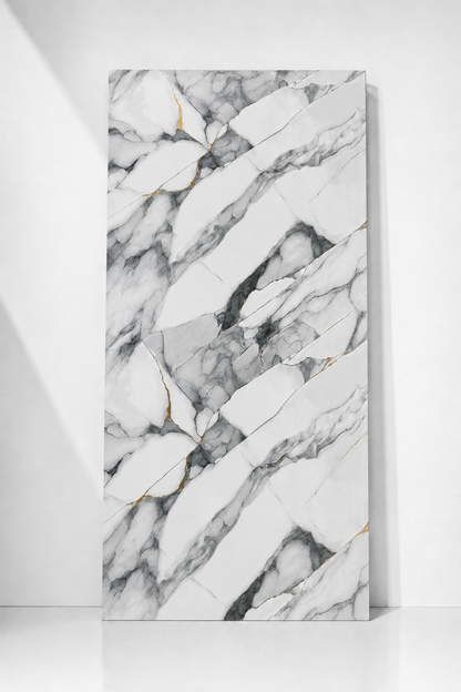 Statuario White & Grey Marble PVC Wall Panel