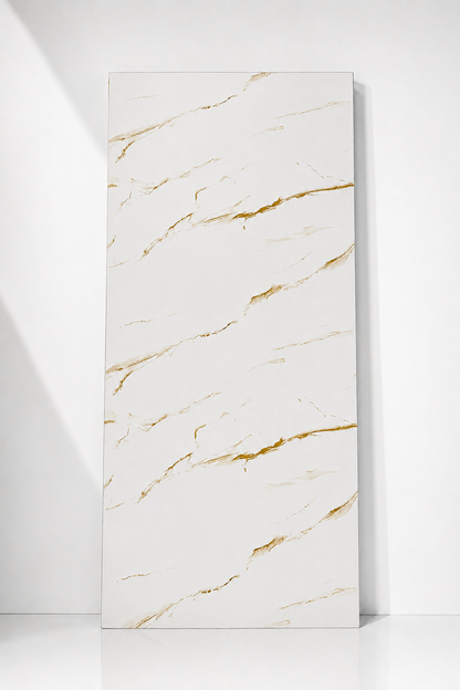 White & Soft Gold Marble PVC Wall Panel