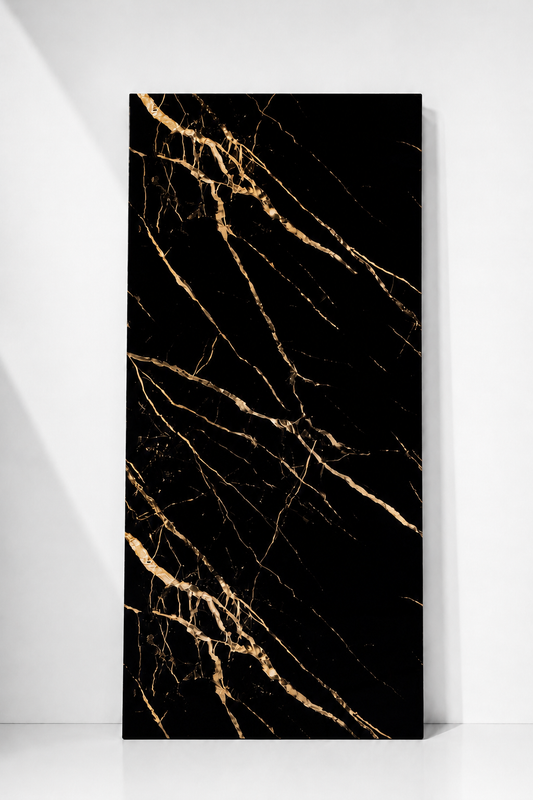 Black & Bold Gold Marble PVC Wall Panel