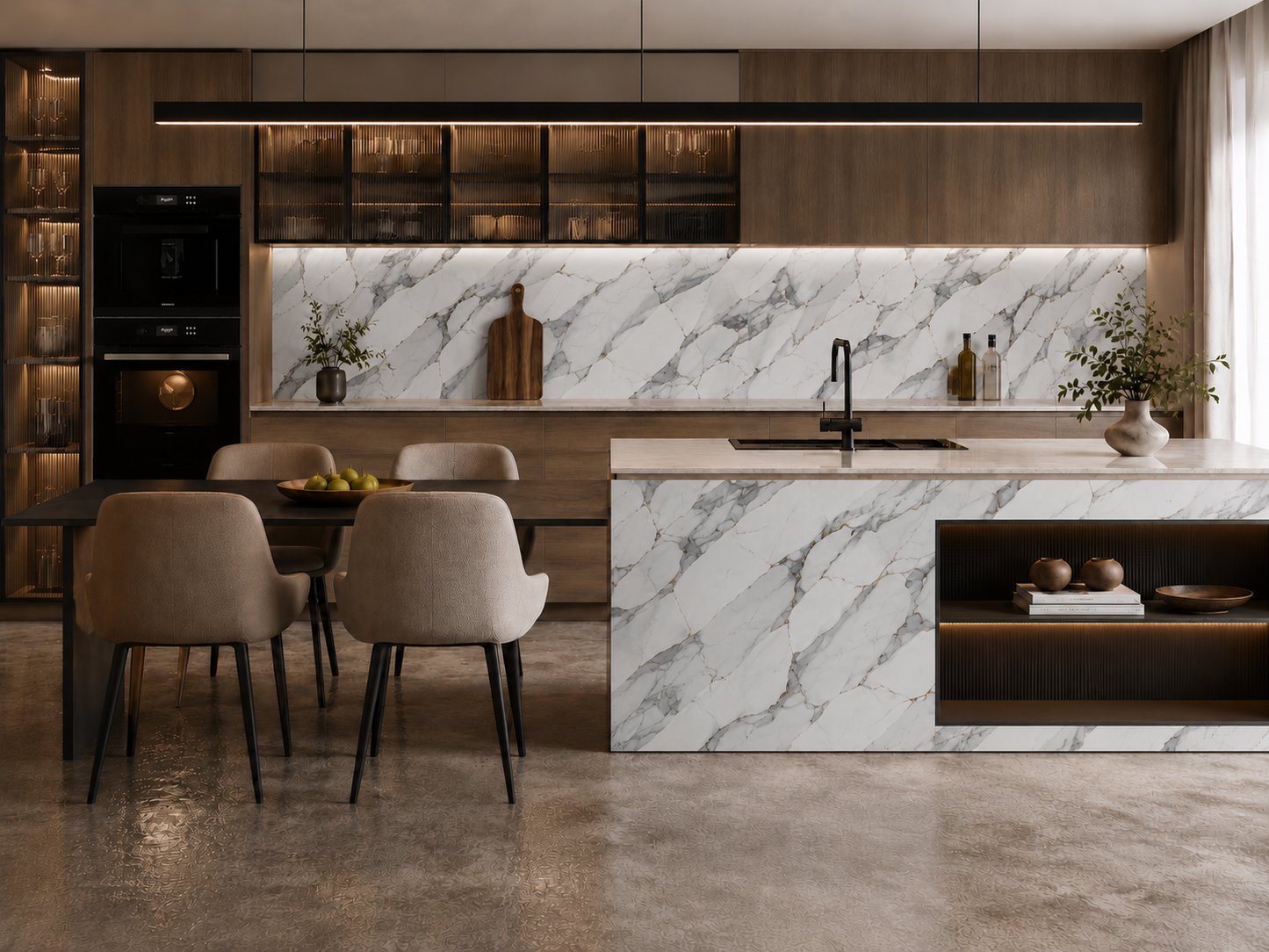 Statuario White & Grey Marble PVC Wall Panel