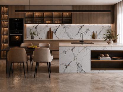 Calacatta White & Grey Marble PVC Wall Panel