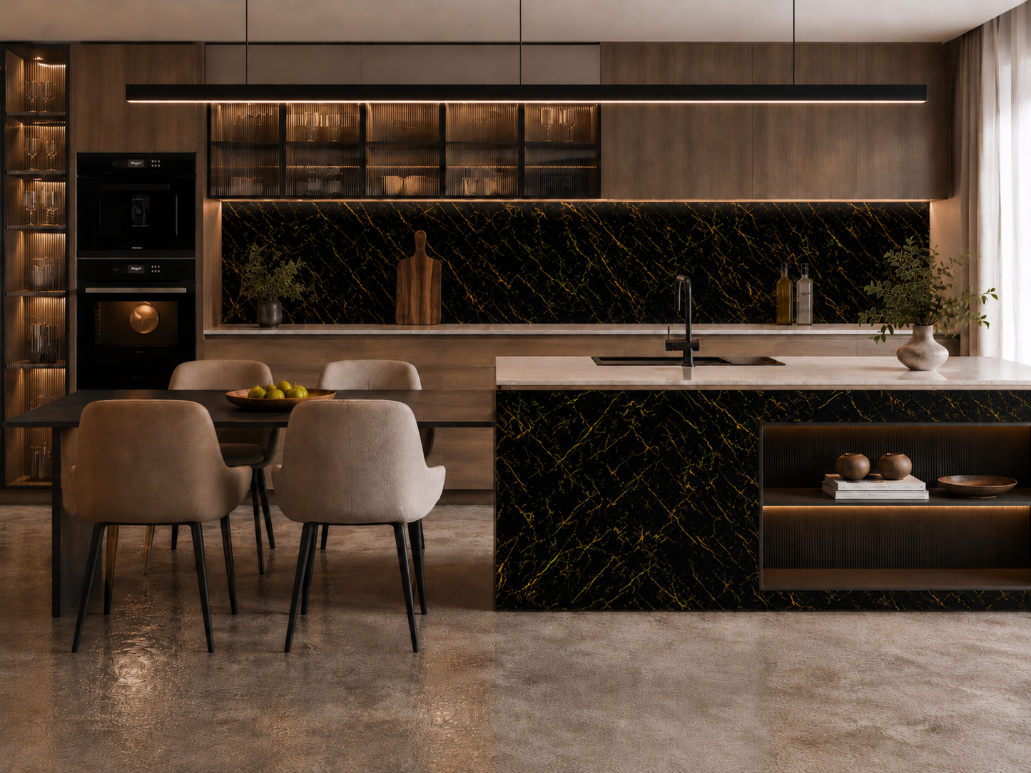 Black & Gold Fleck Marble PVC Wall Panel
