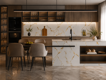 White & Bold Gold Marble PVC Wall Panel