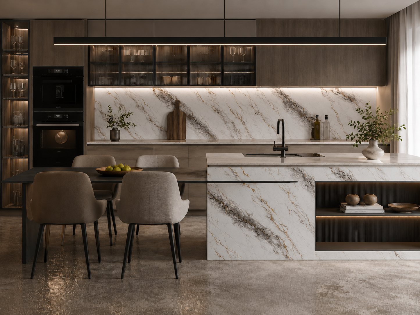Brown & Gold  Marble PVC Wall Panel