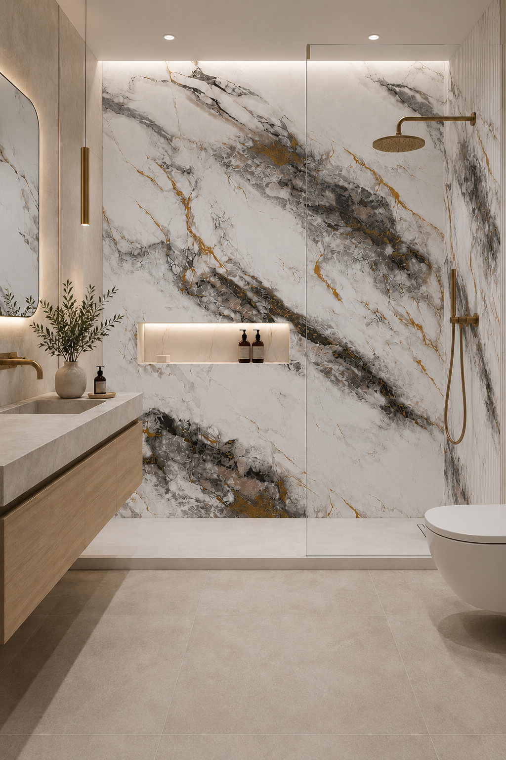 Brown & Gold  Marble PVC Wall Panel