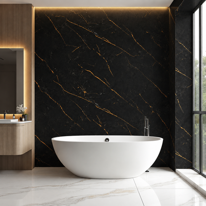 Black & Gold Vein Marble PVC Wall Panel