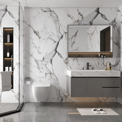 Calacatta White & Grey Marble PVC Wall Panel