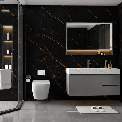 Black & Gold Vein Marble PVC Wall Panel