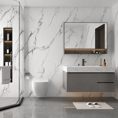 Carrara White & Grey Marble PVC Wall Panel