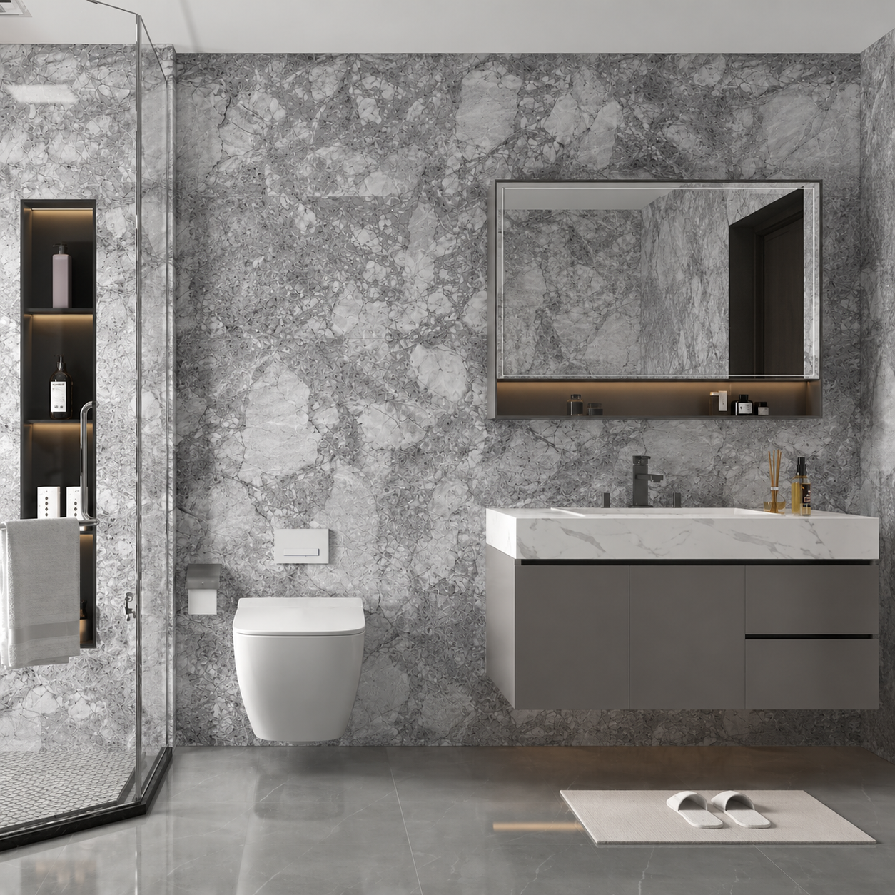 Grey Stone Marble PVC Wall Panel
