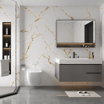 White & Bold Gold Marble PVC Wall Panel