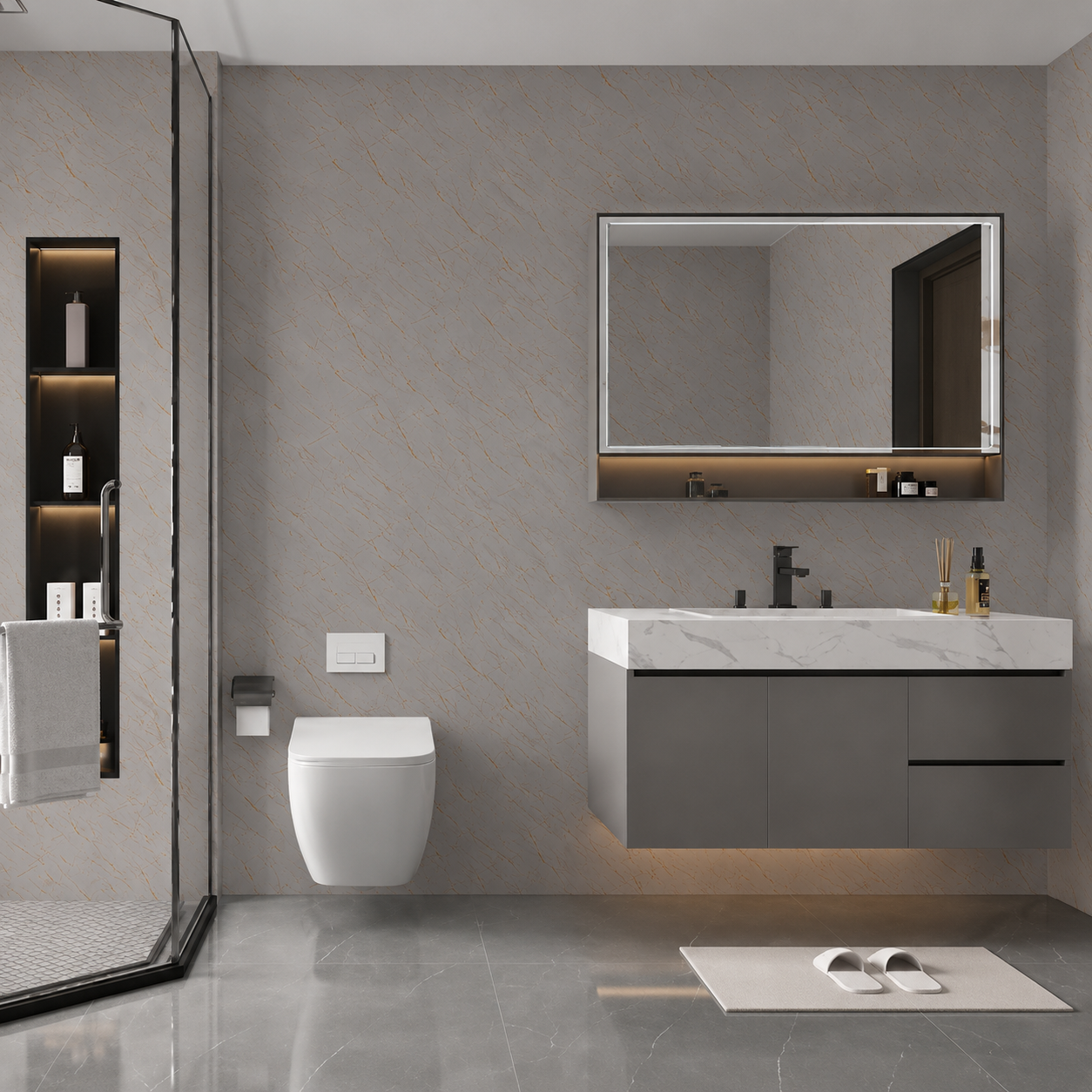 Warm Greige Marble PVC Wall Panel
