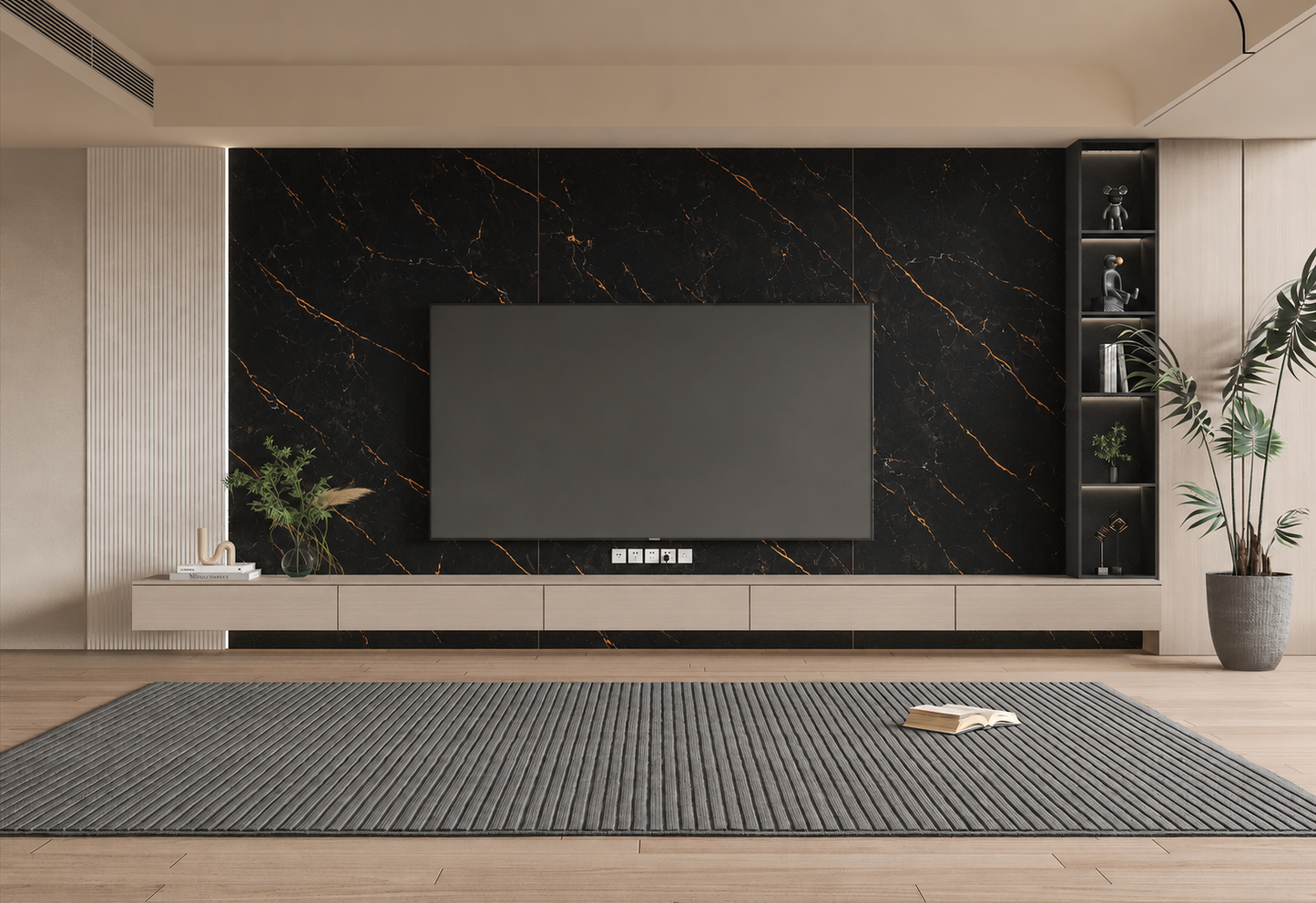 Black & Gold Vein Marble PVC Wall Panel