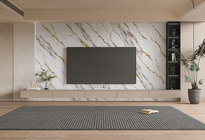 White & Gold Vein Marble PVC Wall Panel