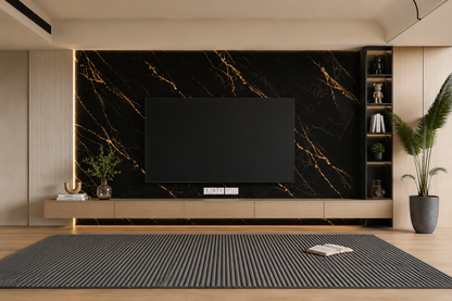 Black & Bold Gold Marble PVC Wall Panel